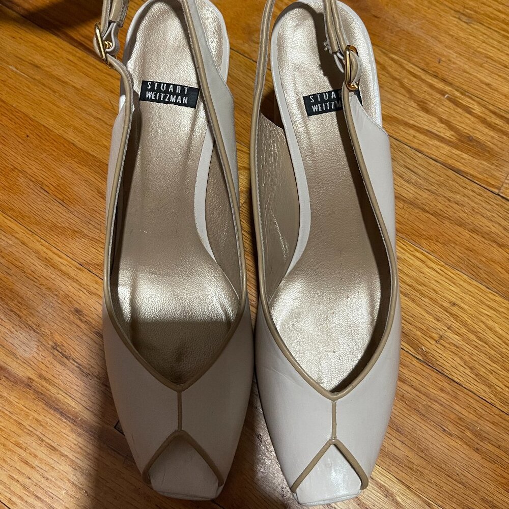 Stuart Weitzman Beige Slingback Heels